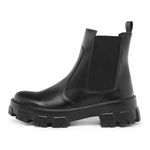 Bota Coturno Feminino Tratorada Chelsea Macia Confortável Preto