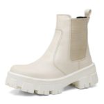 Bota Coturno Feminino Tratorada Chelsea Macia Confortável Off White