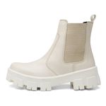 Bota Coturno Feminino Tratorada Chelsea Macia Confortável Off White