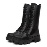 Bota Coturno Cano Longo Alto Blogueiras Preto