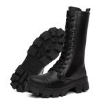 Bota Coturno Cano Longo Alto Blogueiras Preto