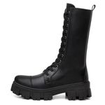 Bota Coturno Cano Longo Alto Blogueiras Preto
