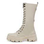 Bota Coturno Cano Longo Alto Blogueiras Off White