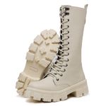 Bota Coturno Cano Longo Alto Blogueiras Off White