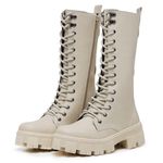 Bota Coturno Cano Longo Alto Blogueiras Off White