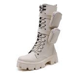 Bota Coturno Cano Longo Alto c/ Bags Removíveis de Blogueiras Off White