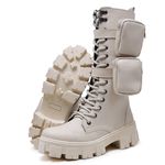 Bota Coturno Cano Longo Alto c/ Bags Removíveis de Blogueiras Off White