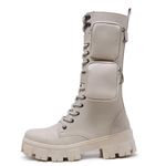 Bota Coturno Cano Longo Alto c/ Bags Removíveis de Blogueiras Off White