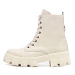Bota Coturno Feminino Tratorado Militar Com Bolsinha Lateral Removível Off White