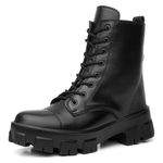 Bota Coturno Feminino Tratorado Militar Com Bolsinha Lateral Removível Preto
