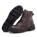 Bota Coturno Tratorado Zíper Vertical Feminino Cappuccino