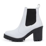 Bota Coturno Feminino Salto Médio Tratorada Elástico Confortável Branco 