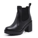 Bota Coturno Feminino Salto Médio Tratorada Elástico Confortável Preto