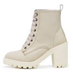 Bota Coturno Feminino Salto Médio Tratorada Macia Confortável Off White