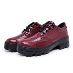 Oxford Casual Feminino Tênis Derby Sola Tratorada De Amarrar Bordô