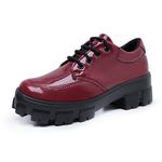 Oxford Casual Feminino Tênis Derby Sola Tratorada De Amarrar Bordô