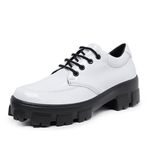 Oxford Casual Feminino Tênis Derby Sola Tratorada De Amarrar Branco