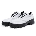 Oxford Casual Feminino Tênis Derby Sola Tratorada De Amarrar Branco