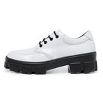 Oxford Casual Feminino Tênis Derby Sola Tratorada De Amarrar Branco