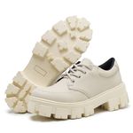 Oxford Casual Feminino Tênis Derby Sola Tratorada De Amarrar Off White