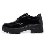 Oxford Casual Feminino Tênis Derby Sola Tratorada De Amarrar Preto Verniz