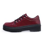 Sapato Oxford Feminino Mocassim Sola Tratorada Verniz Bordô