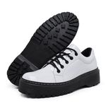 Sapato Oxford Feminino Mocassim Sola Tratorada Verniz Branco