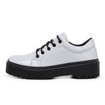 Sapato Oxford Feminino Mocassim Sola Tratorada Verniz Branco