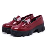 Mocassim Oxford Feminino Derby Sola Tratorada Bordô