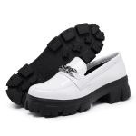 Mocassim Oxford Feminino Derby Sola Tratorada Branco