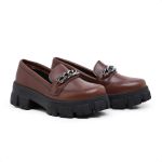 Mocassim Oxford Feminino Derby Sola Tratorada Marrom