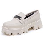 Mocassim Oxford Feminino Derby Sola Tratorada Off White