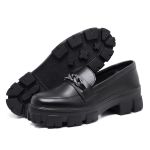 Mocassim Oxford Feminino Derby Sola Tratorada Preto