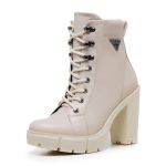 Bota Coturno Feminino Com Cadarço Plataforma Tratorada Elegante Off White