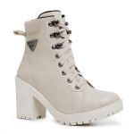 Bota Coturno Feminino Com Cadarço Plataforma Tratorada Elegante Off White