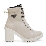 Bota Coturno Feminino Com Cadarço Plataforma Tratorada Elegante Off White