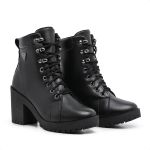 Bota Coturno Feminino Com Cadarço Plataforma Tratorada Elegante Preto