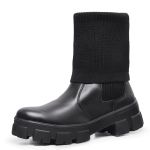 Bota Coturno Tratorada Meia Cano Curto e Longo Preto Confortável 2 em 1