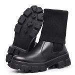 Bota Coturno Tratorada Meia Cano Curto e Longo Preto Confortável 2 em 1