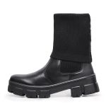 Bota Coturno Tratorada Meia Cano Curto e Longo Preto Confortável 2 em 1