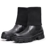 Bota Coturno Tratorada Meia Cano Curto e Longo Preto Confortável 2 em 1