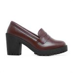 Mocassim Feminino Oxford Salto Alto Cappuccino