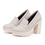 Mocassim Feminino Oxford Salto Alto Off White