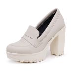 Mocassim Feminino Oxford Salto Alto Off White