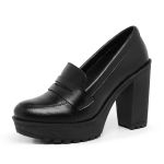 Mocassim Feminino Oxford Salto Alto Preto