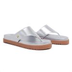 Sandália Papete Chinelo Dedo Birken Feminino Prateada
