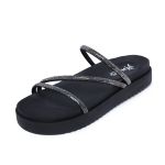 Sandália Papete Plataforma Birken Brilho Preto