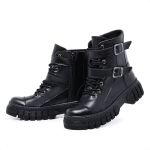 Bota Coturno Blogueira Rock Life Duas Fivelas Sola Blaqueada