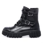 Bota Coturno Blogueira Rock Life Duas Fivelas Sola Blaqueada