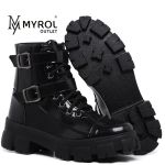 Bota Coturno Blogueira Rock Life Duas Fivelas Sola Tratorada 